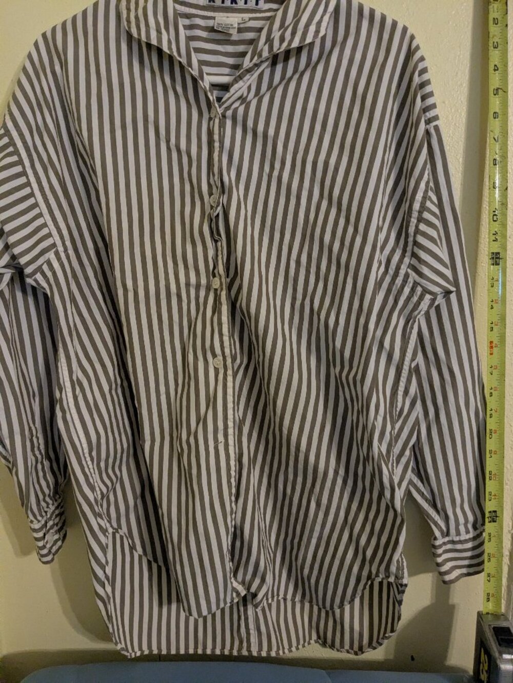 Nice beige and white striped shirt.
